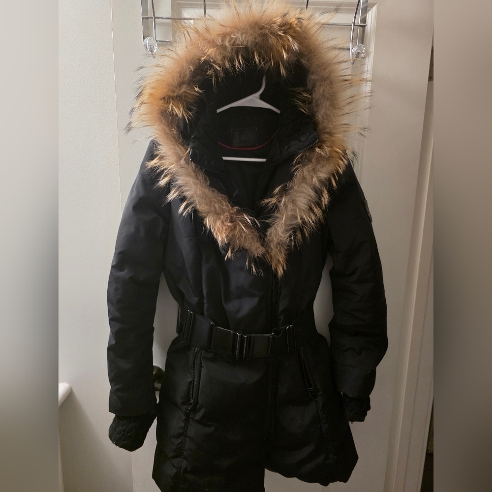 RUDSAK Black Jacket with Fur-Trimmed Hood